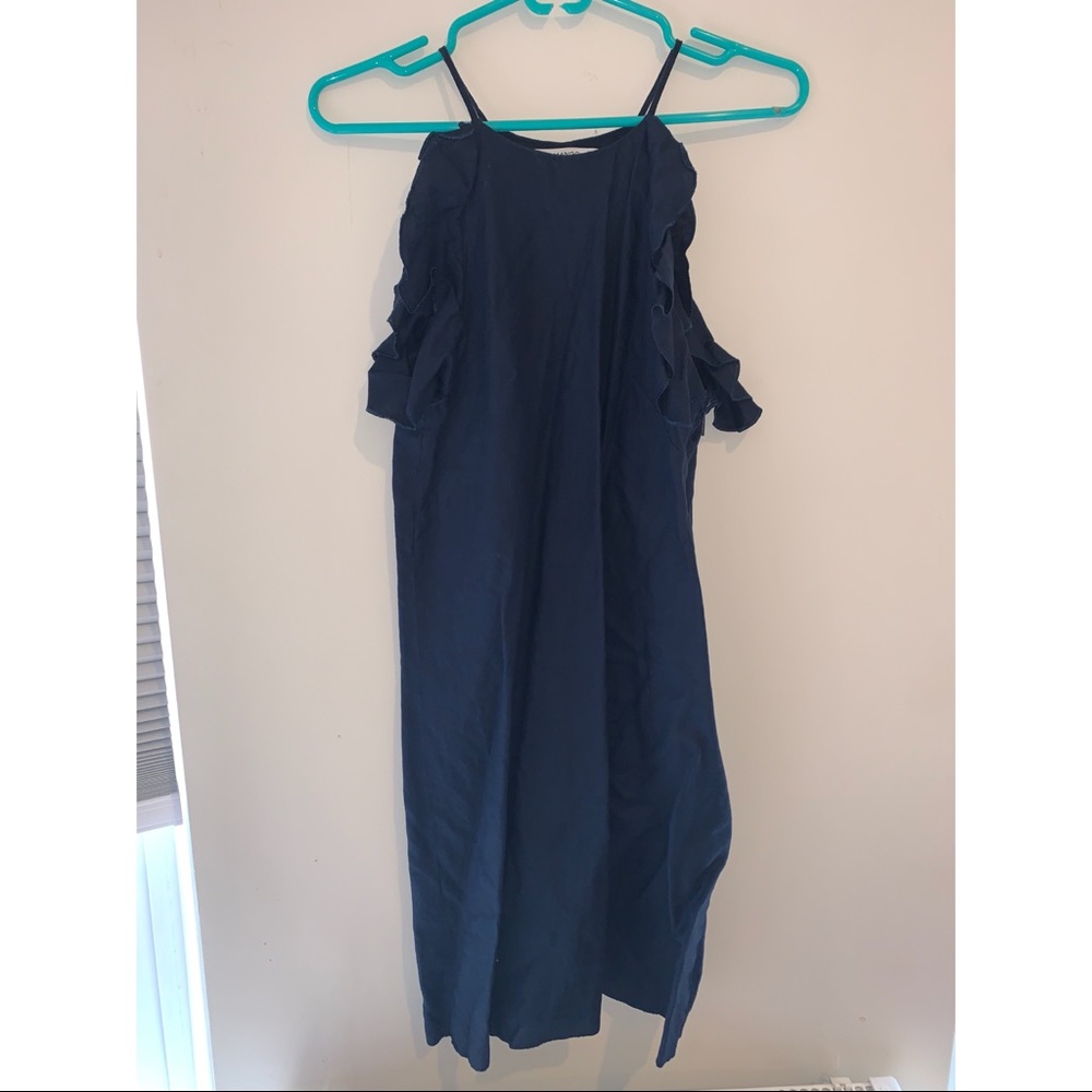 Mango Size small navy linen dress